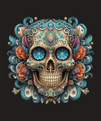 Skull head t-shirt vector illustration. Vector t-shirt art style. 