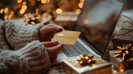 Shopping online brings festive joy to your fingertips, and a golden credit card ensures your shopping online experience is merry and bright.