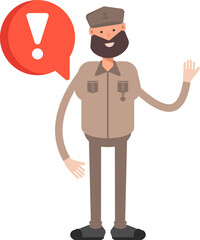 General or Soldier Character and Error Sign
