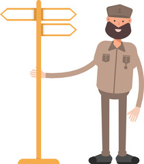 General or Soldier Character and Signpost
