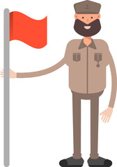 General or Soldier Character Holding Flag
