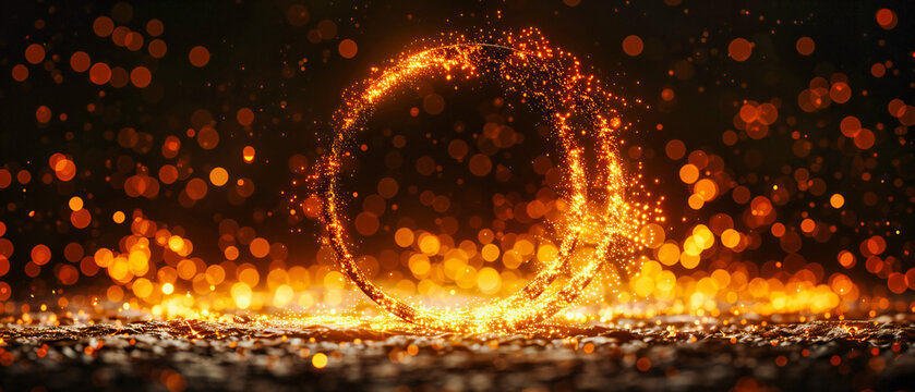Glittering Celebration: Abstract Background with Golden Bokeh and Festive Lights - Powered by Adobe