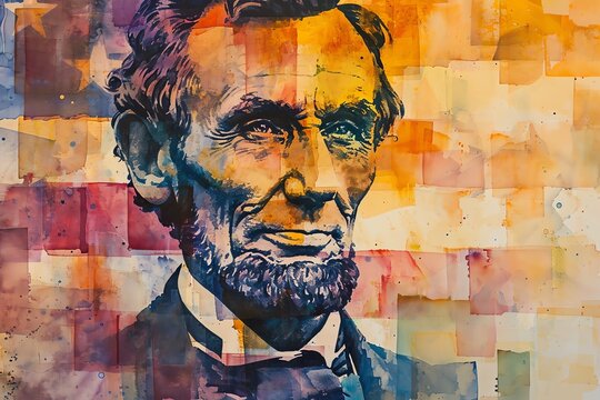 Abstract Watercolor of Abraham Lincoln