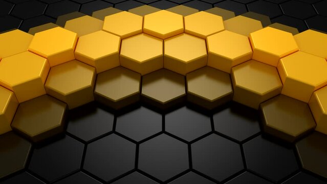 Background of Hexagons. Abstract motion, two color, 3d rendering, 4k resolution
