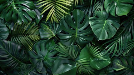 Fototapeta premium Tropical green leaves background