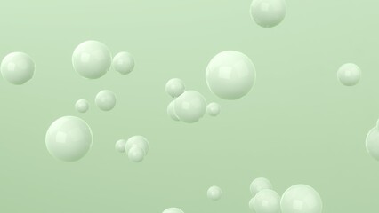 3d rendering green background with floating bubbles. Abstract wallpaper. Dynamic wallpaper. Modern cover design. 3D illustration.