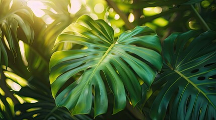Fototapeta na wymiar Green leaves in sun. Generative AI