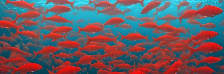 Many red fishes in the sea