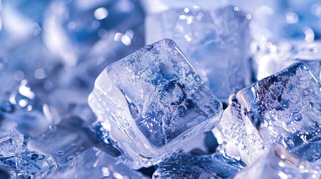 Ice cubes close-up. Generative AI