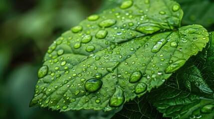 Leaf with raindrop. Generative AI