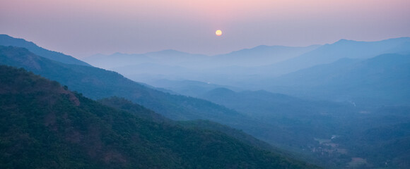 western Ghats mountain range, Maharashtra, India. The Western Ghats runs parallel to India's western coast