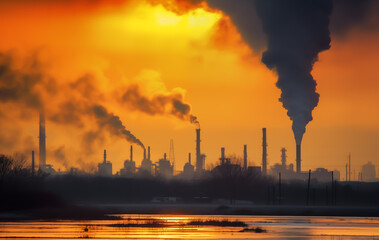 Oil refinery plant. Processing factory. Oil crude and gas refineries. Louisiana petrochemical plant Smoking chimneys. Toxic Smoke, Air Pollution, CO2 Crisis. Carbon dioxide emissions. Carbide plant.