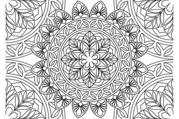 Mandala Coloring page for kids and adults Page for relaxation and meditation. Circular pattern. Decorative ornament ethnic oriental style. line art drawing coloring page. Vector 