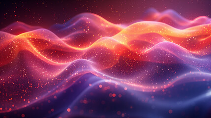 Flaming fiery waves shimmering in shades from orange to purple. An illustration of a technological futuristic process.