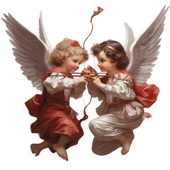 illustration of Valentines cupidsangels, Isolated on transparent PNG background, Generative ai