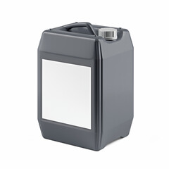 Grey Plastic Jerrycan with Oil, Cleanser, Detergent, Antibacterial Soap, Liquid Soap, and Milk on a Isolated Background.