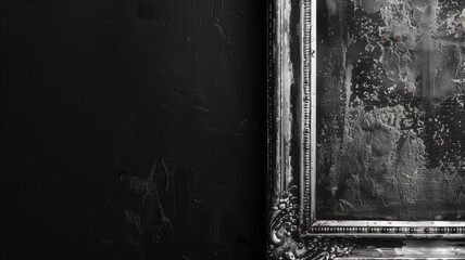 Antique ornate frame on a distressed black wall