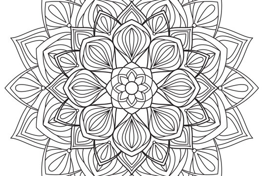 Mandala Coloring page for kids and adults Page for relaxation and meditation. Circular pattern. Decorative ornament ethnic oriental style. line art drawing coloring page. Vector 