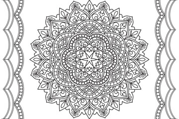 Mandala Coloring page for kids and adults Page for relaxation and meditation. Circular pattern. Decorative ornament ethnic oriental style. line art drawing coloring page. Vector 