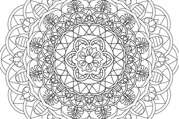 Mandala Coloring page for kids and adults Page for relaxation and meditation. Circular pattern. Decorative ornament ethnic oriental style. line art drawing coloring page. Vector 
