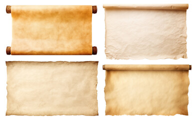 Set of old medieval paper sheets, cut out
