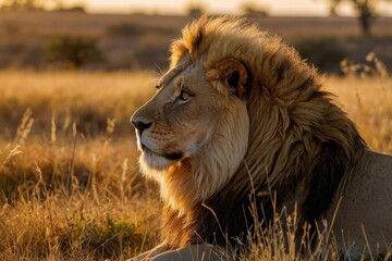 the majesty of a lion basking in the golden light of the savanna