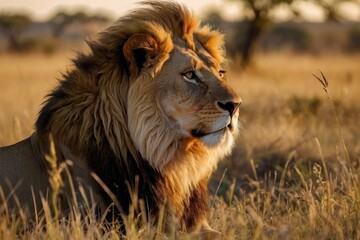 the majesty of a lion basking in the golden light of the savanna