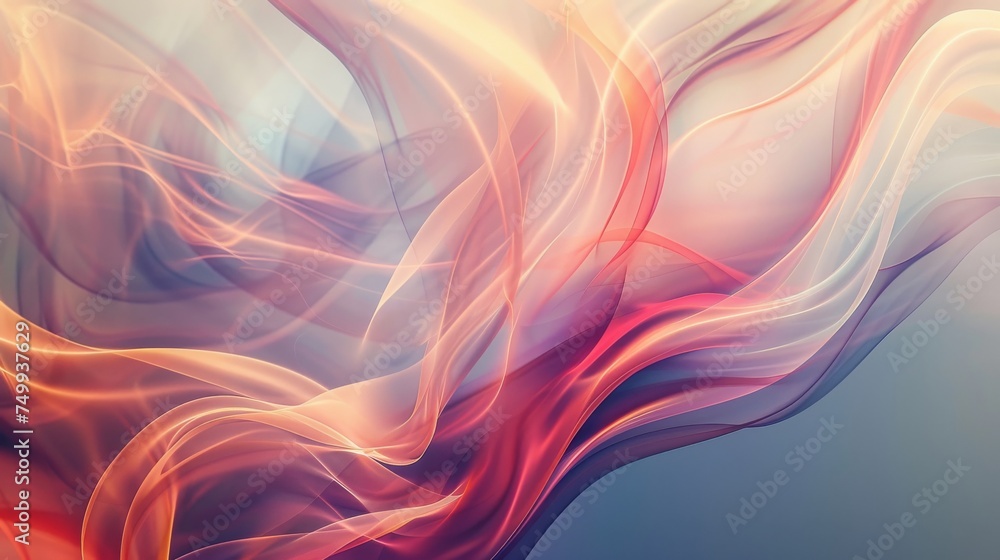 Poster elegant abstract background featuring flowing silk fabric simulation in warm red and orange colors w