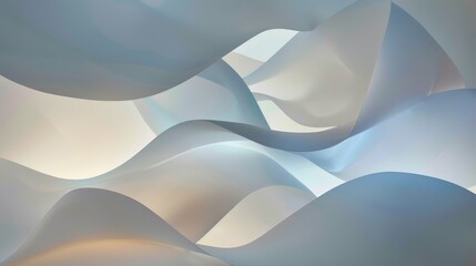 Obraz premium Gentle waves and curves flow seamlessly in a soft pastel palette, creating a serene and modern abstract design.