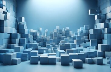 A light blue abstract design background filled with cubes, AI generated
