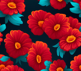 A vibrant tapestry of colorful flowers in a seamless pattern