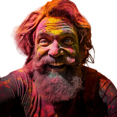 splash of colour powder in a holi festival, Isolated on transparent PNG background, Generative ai