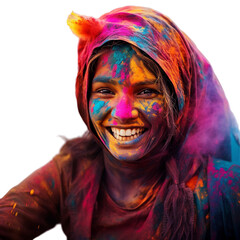 splash of colour powder in a holi festival, Isolated on transparent PNG background, Generative ai