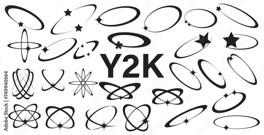 Poster set of y2k bling retro elements and abstract brutalism shapes. hipster graphic objects for logo, ico