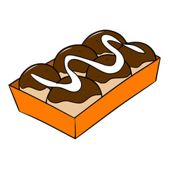 Takoyaki illustration hand drawn isolated vector