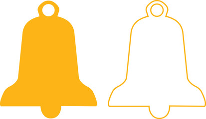 Bell silhouette flat and line icon set. Incoming inbox message ringing, notification for clock and smartphone, alarm alert yellow color vector collection isolated on transparent background.