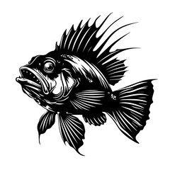 Angler Fish Black Vector
