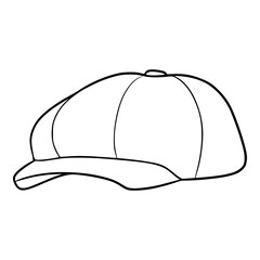 flat cap newsboy illustration hand drawn outline isolated vector
