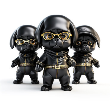 Ninja dog team for design Cute 3D ninja dog cartoon