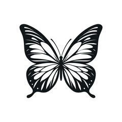 Elegant Symbol Butterfly Silhouette Icon Clipart Isolated on White