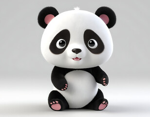 Fototapeta premium a 3d render of a panda against a white background