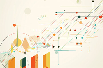 Abstract art with geometric shapes and colorful statistical data representation