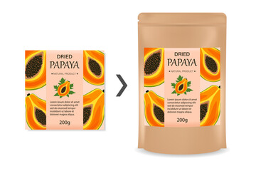 Stylized orange papaya. Packaging design 