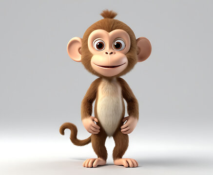 a 3d render of a moneky against a white background