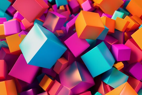Colorful abstract cubic background with futuristic abstract shapes