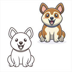 Cute pet animals cartoon coloring pages Colored Illustration 