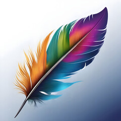 Bright colorful feather of tropical bird on isolated background - Stock vector illustration