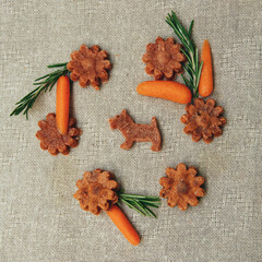 Healthy pet biscuits for dogs and puppies, packed with vitamins and nutrients with added carrots