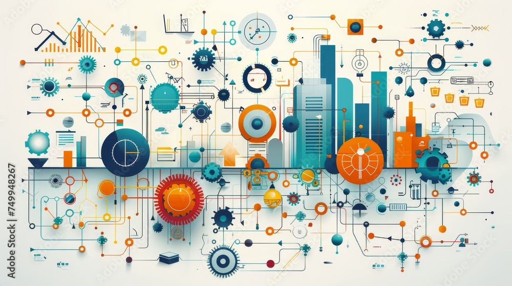 Poster depict the intricate process of financial planning and analysis for a new business venture, emphasiz