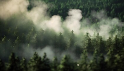 Obraz na płótnie Canvas smoke over green forest
